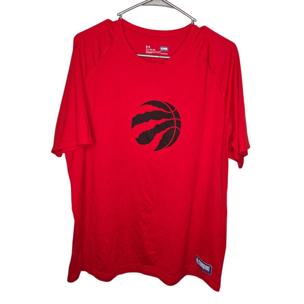 Under Armour Toronto Raptors NBA Combine Shirt Mens XL Red HeatGear Training Tee